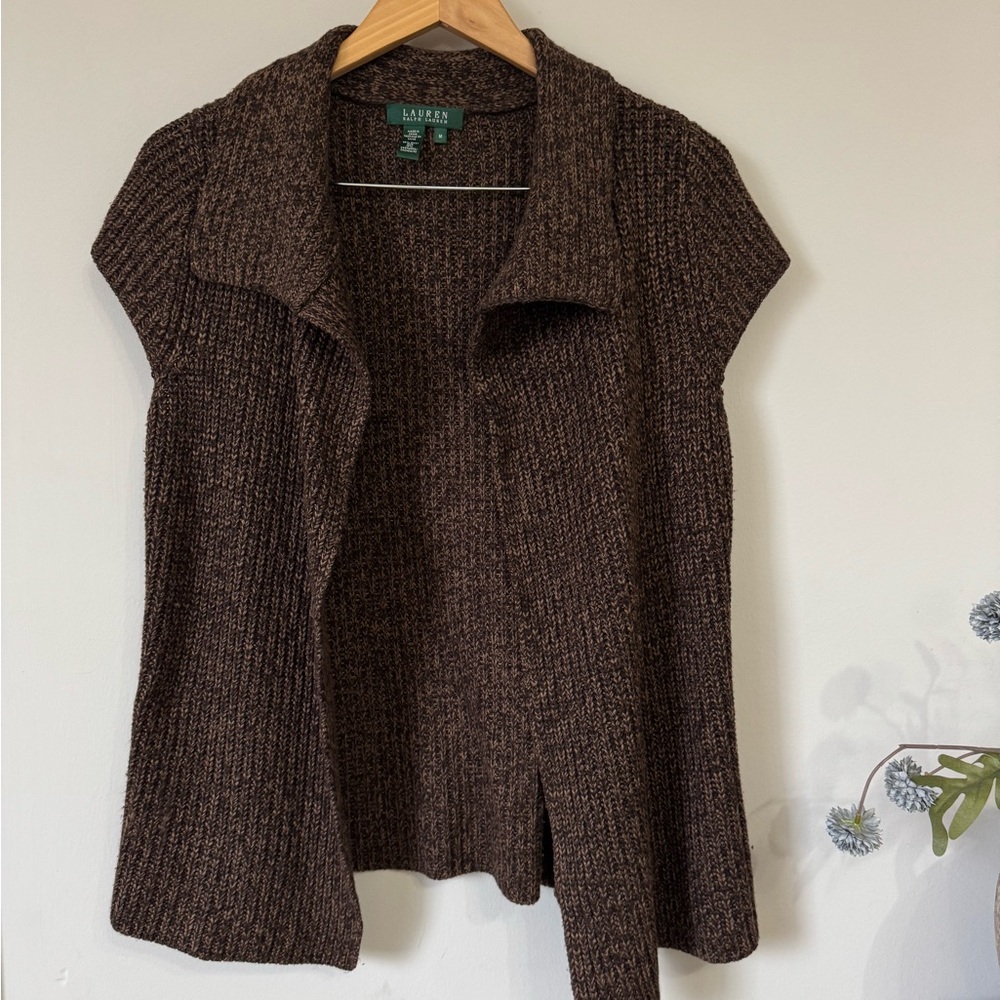 Ralph Lauren brown sweater vest, size M, woman's, silk & cashmere.